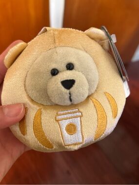 Starbucks Beige and Gold Bear Plush Keychain
